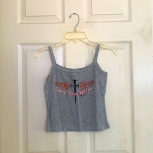 small grey orange county choppers crop top